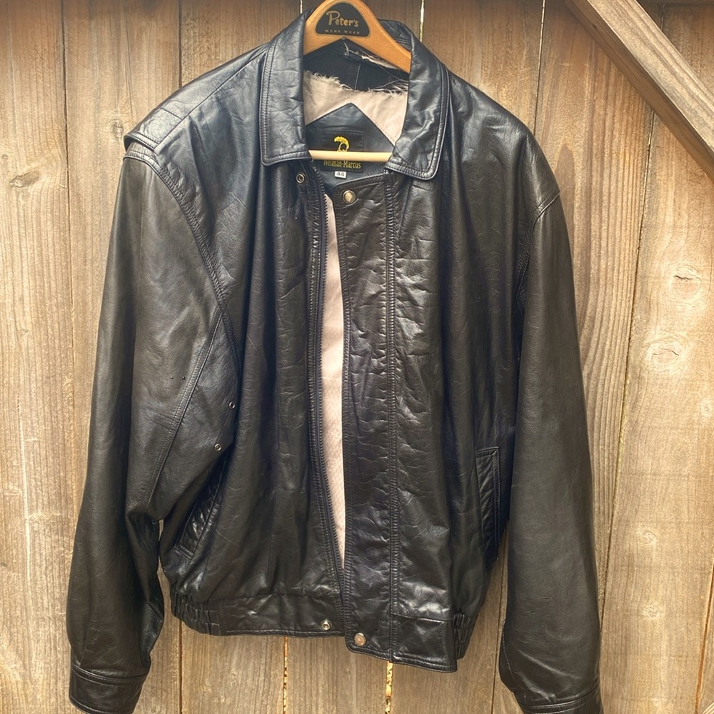 Neiman Marcus men’s vintage leather jacket, size 44